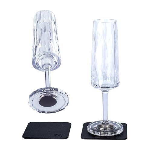 Magnetic Sparkling Wine Glasses with Nano Gel Pads - Set of 2
