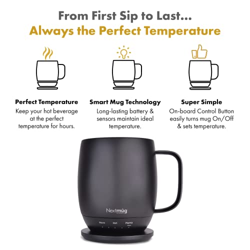Nextmug 14oz Temperature-Controlled Self-Heating Coffee Mug Black