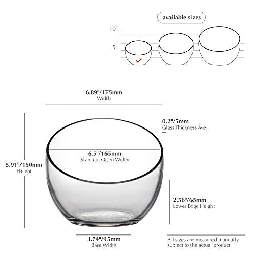 Clear Slant Cut Glass Bowl Vase - 7-Inch Decorative Terrarium & Candy Dish