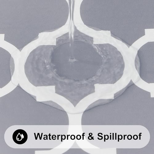 Round Elastic Fitted Tablecloth - Waterproof Vinyl Table Cover (45-56 Inch)