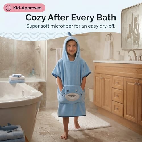 The Big Softy Toddler Hooded Towel Poncho – Quick Dry Shark Swim Cover Up