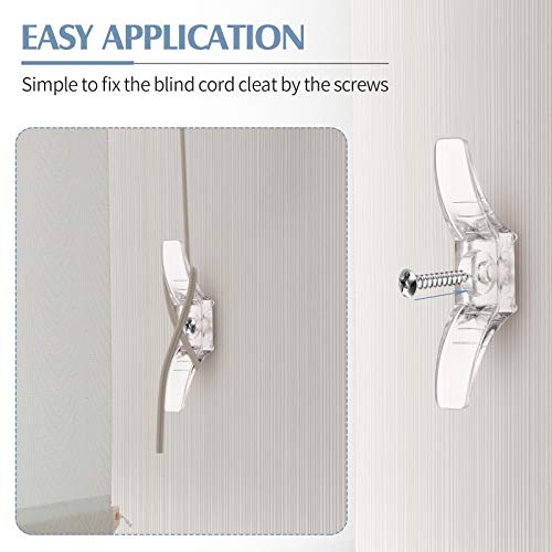 12 Sets Clear Blind Cord Cleats with Screws for Window Safety