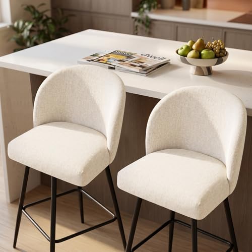 26-Inch Swivel Counter Height Bar Stools with Upholstered Seat, Set of 2