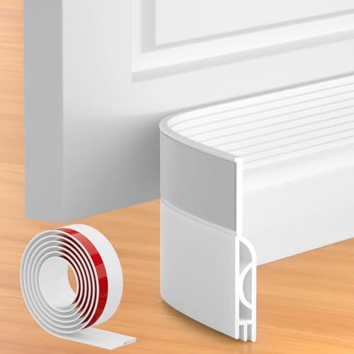 Silicone Door Draft Stopper - 39 Inch Under Door Sweep Gap Filler, White