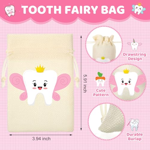 3-Piece Pink Tooth Fairy Kit - Wooden Keepsake Box, Pouch & Gold Coin