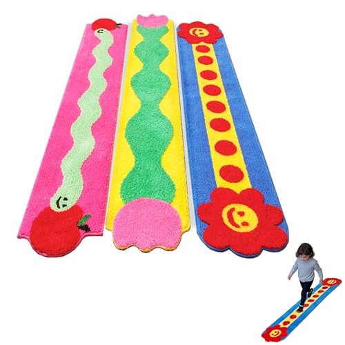 3-Piece Modular Play Rug Set, Washable Interactive Stepping Path Runner