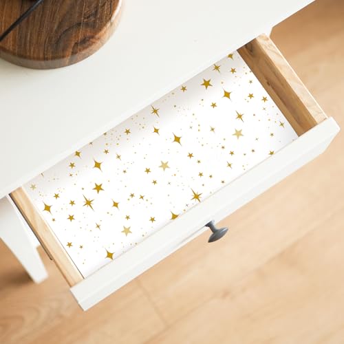 Scented Drawer Liners, 30 Sheets Gold Star Paper for Dresser and Closet