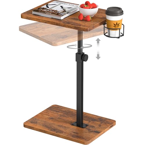 Adjustable TV Tray Table with 360° Swivel Top for Sofa and Bed