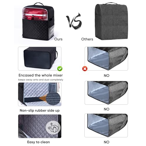 Quilted Stand Mixer Dust Cover with Appliance Slider Base and Pockets