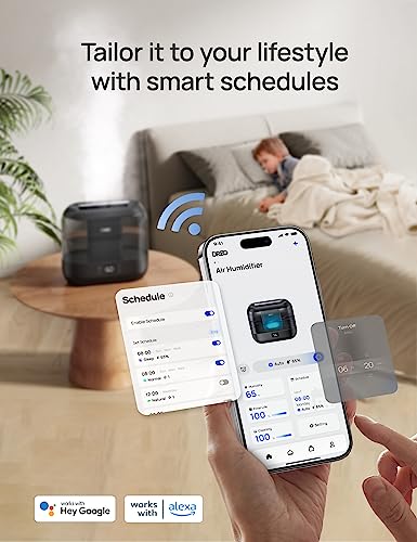Smart Cool Mist Humidifier for Bedroom - 4L Top-Fill, Quiet 28dB & App Control