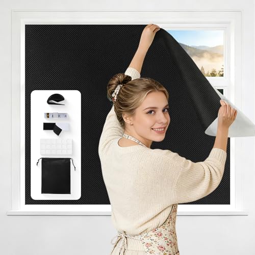 Portable 100% Blackout Curtains, No-Drill DIY Window Shades (57" x 118")