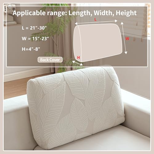 Stretch Sofa Back Cushion Cover - Washable Couch Slipcover (Ivory, 1 Piece)