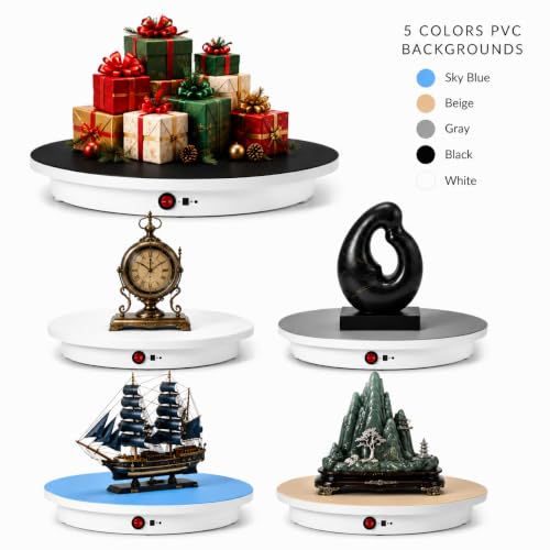 JAYEGT 24-Inch Electric Rotating Display Stand (White), 350-500 lb, 360° Turntable with Dual Motors