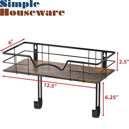 Wall Mounted Ironing Board Holder with Storage Shelf, Black Steel Rack