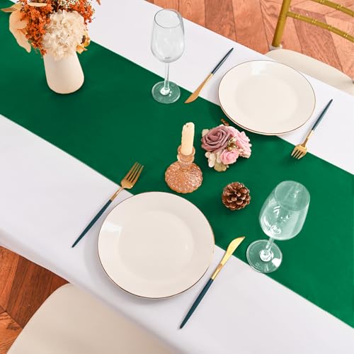 Pesonlook 12 Pack Forest Green Satin Table Runners 12 x 108 Inch - Reusable