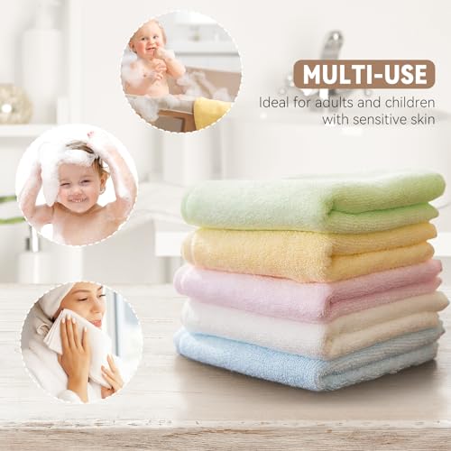 10-Pack Bamboo Rayon Washcloths, Ultra-Soft Absorbent Face Cloths 10x10