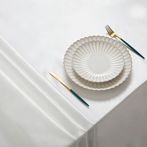 Counfeisly 6 Pack Satin Tablecloth, Off White 60 x 84 Inches – Rectangle