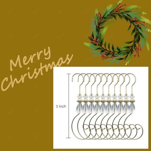 Crystal Beaded Christmas Ornament Hooks - 20 Pack S-Shaped Hangers