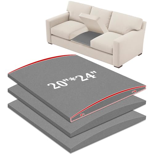 Couch Cushion Support for Sagging Sofas, 24x20 Inch High-Density Foam (3-Pack)
