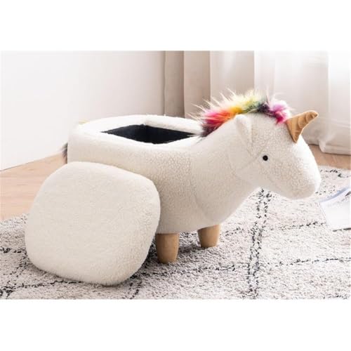 Unicorn Fabric Storage Ottoman for Kids Bedroom and Playroom
