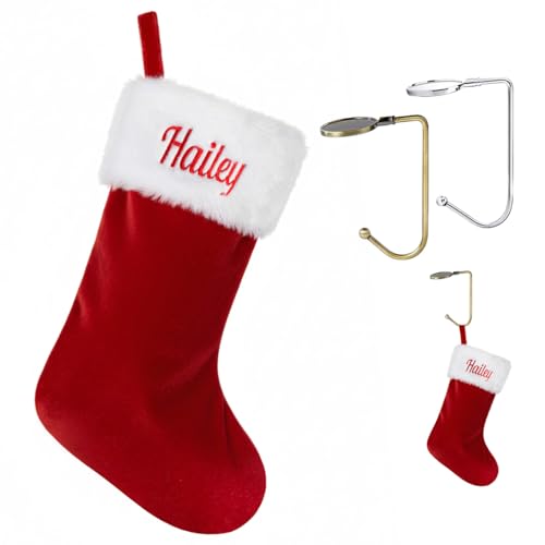 Personalized Custom Name Christmas Stocking - 20 Inch Red Velvet Plush