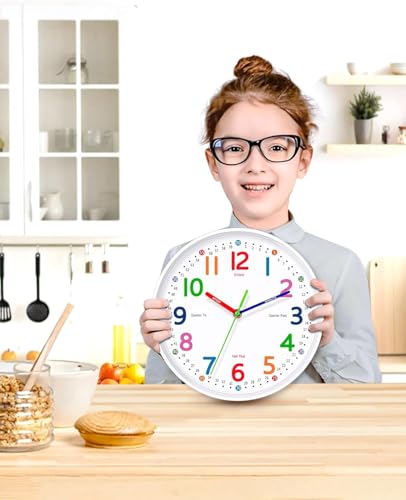 8-Inch Kids Teaching Wall Clock - Silent Non-Ticking Learning Clock