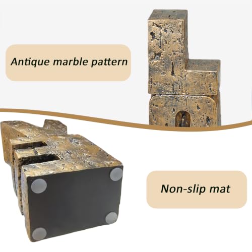 Kakizzy Copper Love Book Ends - Modern Decorative Heavy Duty Shelf Support