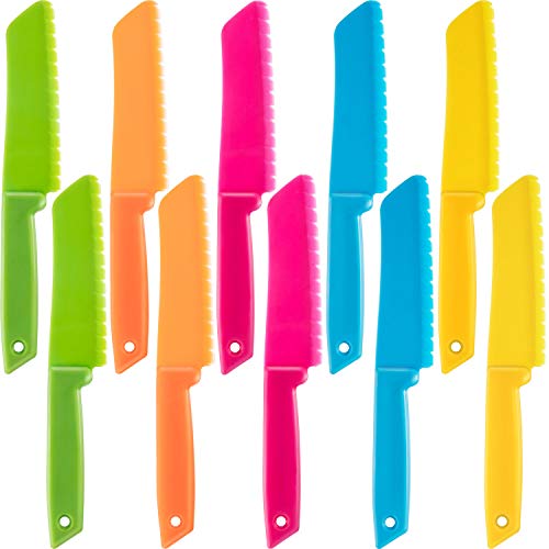 10 Pcs Kids Safe Plastic Cooking Knives Set Colorful Nylon Kitchen Tools