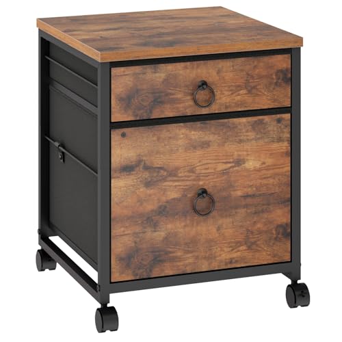 2-Drawer Mobile File Cabinet with Printer Stand, Industrial Office Storage