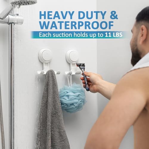 2-Pack Powerful Suction Cup Razor Holder for Shower - No Drill Wall Mount