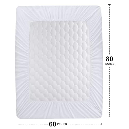 Utopia Bedding Waterproof Mattress Protector, Queen Mattress Pad, Noiseless Quilted Fitted Cover with Deep Pocket Stretches up to 16 Inches (White)