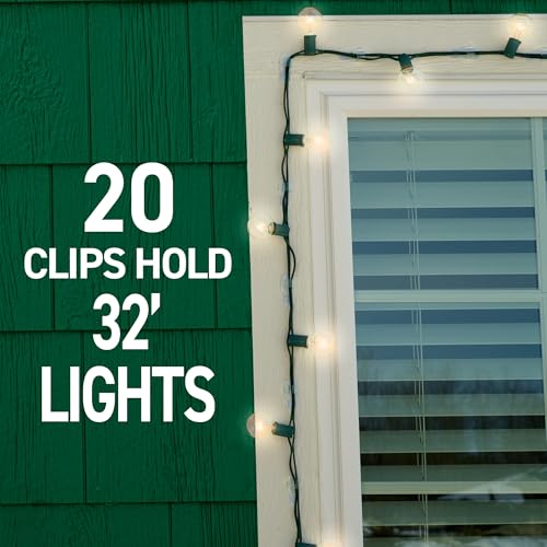 Command Outdoor Light Clips, Clear, 20 Clips and 24 Weather Resistant Strips