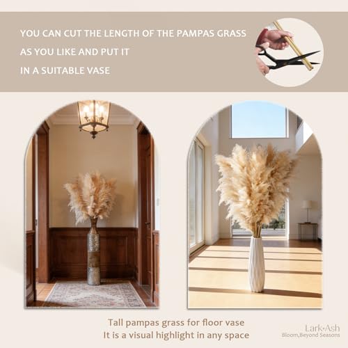 55-Inch Tall Dried Pampas Grass – 15-Piece Fluffy Floral Bouquet for Boho Decor
