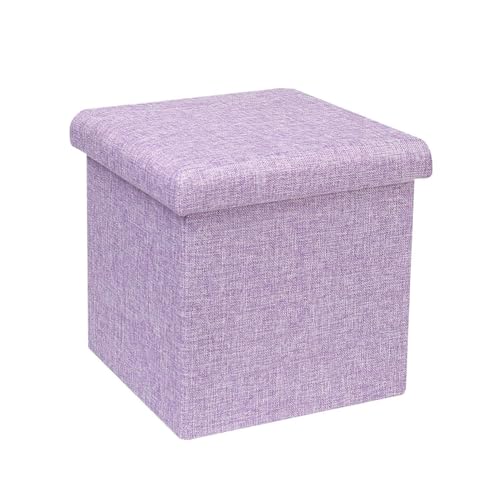 Foldable Linen Storage Ottoman Cube 11.8-Inch Square Footrest Stool