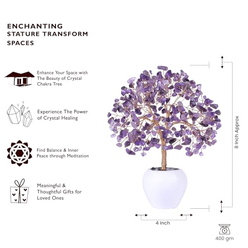 Amethyst Chakra Money Tree with Copper Wire, Feng Shui Desk Decor – Reikved