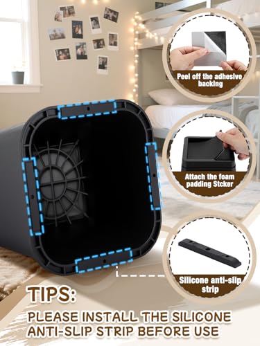 Apipi 8-Inch Heavy Duty Bed Risers with Anti-Slip Pads - Black, 4 Pack