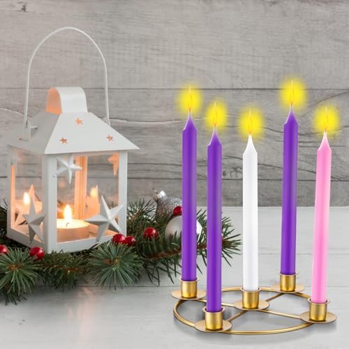 4-Pack Gold Metal Christmas Advent Wreath Candle Holder Ring, 8.5 Inch