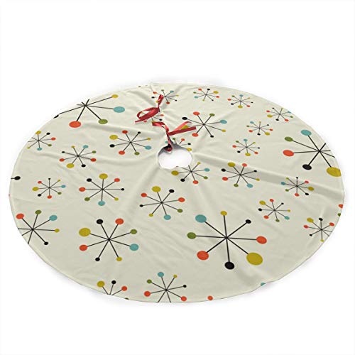 Retro Modern Christmas Tree Skirt 35.5 Inch White Holiday Decor