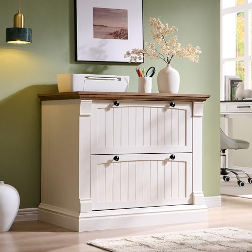2-Drawer Farmhouse Lateral File Cabinet, 35.3-Inch Rustic Wood Organizer