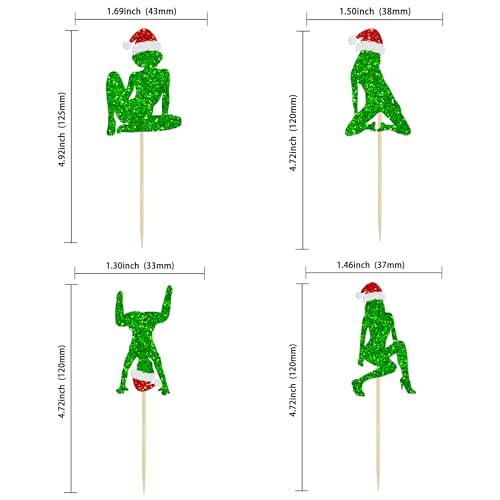 Gyufise Multi 4 Pack Christmas Cupcake Toppers Glitter Ho Ho Ho Party Decorations