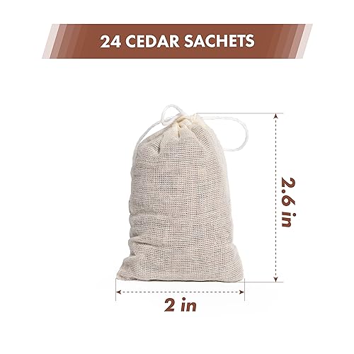 24-Pack Red Cedar Wood Chips Sachets for Closets and Drawers