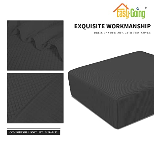 Stretch Square Ottoman Cover Dark Grey - Elastic Footstool Slipcover