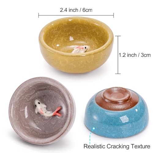 Foraineam Ceramic Sake & Tea Cups Set - 12pcs, 1oz with Koi Fish Design