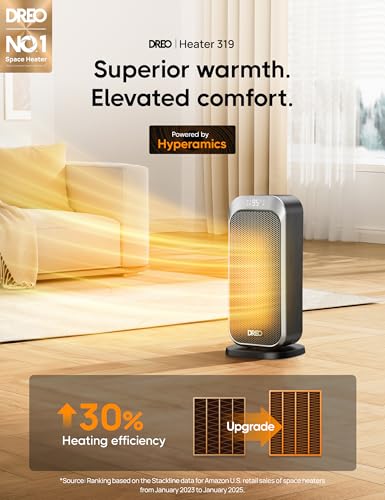 Quiet Portable Space Heater 1500W with Remote and 70° Oscillation