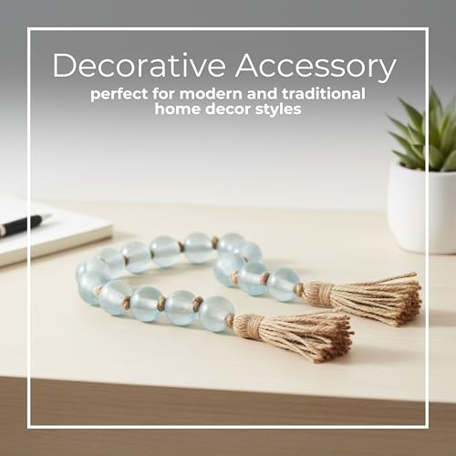 Decorative Blue Glass Beaded Garland 34-inch Tabletop Accent