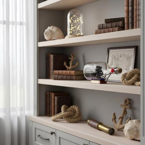 9-Inch Ship in a Bottle Nautical Model - Handcrafted Pirate Ship Decor