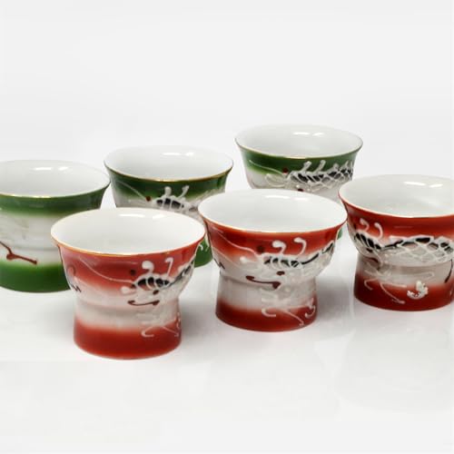 Set of 6 Ceramic & Glass Sake Cups - Japanese Tea & Drinkware Gift Set
