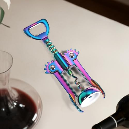 Iridescent Winged Corkscrew & Bottle Opener - Rainbow Wine Gift Accessory