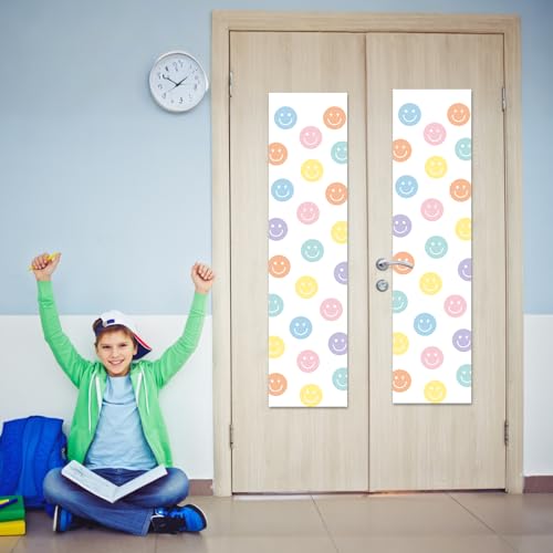 2Pcs Pastel Smile Face Blackout Door Window Shades for Classroom Office