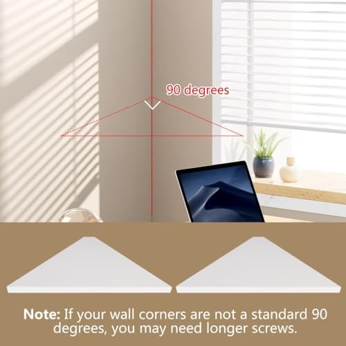 Floating Corner Wall Shelves - Set of 2 Waterproof ABS Shelves for Home Decor